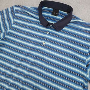 Dunning Golf Men's Large Blue Striped Polo Shirt Short Sleeve Performance Golf